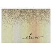 Gold Glitzer Girly Luxus Moderne Monogram Name Schneidebrett (Vorderseite)