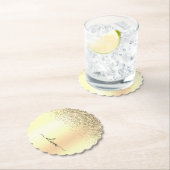 Gold Glitzer Girly Luxus Moderne Monogram Name Untersetzer (Vor Ort)