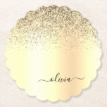 Gold Glitzer Girly Luxus Moderne Monogram Name Untersetzer<br><div class="desc">Gold Imitats belichten metallische Sparkle Glitzer gebürstete Metal Monogram Name Paper Untersetzer. Dies macht den perfekten Abschluss,  Geburtstag,  Hochzeit,  Brautparty,  Jubiläum,  Babydusche oder Junggeselinnen-Abschied Geschenk für jemanden,  die Lieben glamourösen Luxus und schicke Stile.</div>