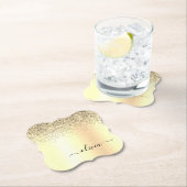Gold Glitzer Girly Luxus Moderne Monogram Name Untersetzer (Vor Ort)