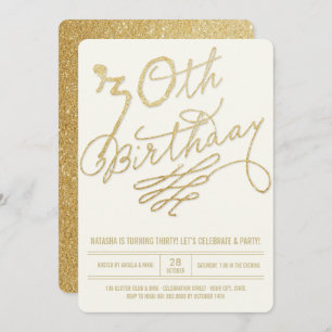 Gold Glitzer Glam Adult 30. Geburtstag Party Einla Einladung