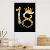 Gold Glitzer Glam Crown Diamond Bling 18. 18 Tür Poster (Küche)