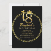 Gold Glitzer Glam Diamond Bling Sparkle 18. Einladung (Vorderseite)