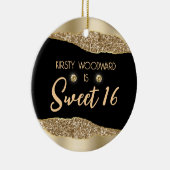 Gold Glitzer Glam Edge & Diamonds Sweet 16 Keramik Ornament (Rechts)