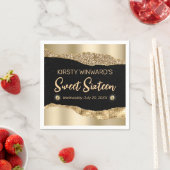 Gold Glitzer Glam Edge & Diamonds Sweet 16 Serviette (Beispiel)