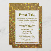 Gold Glitzer Glam Einladung (Vorne/Hinten)