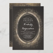 Gold Glitzer Glam | Elegantes Vintages Brautparty Einladung (Vorne/Hinten)