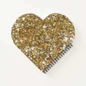 Gold Glitzer & Glam Glitzern | Herz geformt Notizblock (Rückseite)