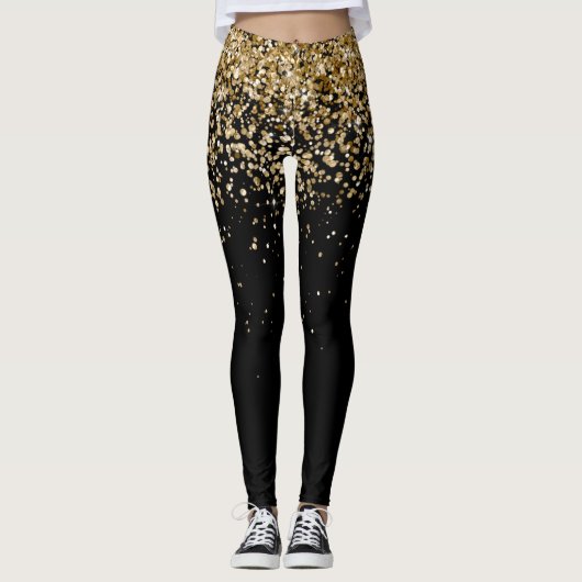 Gold Glitzer Glam Leggings (Vorderseite)