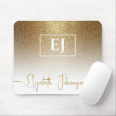 Gold Glitzer Glam mit Monogramm, elegantes Funkeln Mousepad (Mit Mouse)