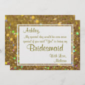 Gold Glitzer Glam werden Sie meine Bridesmaid Einladung (Vorne/Hinten)