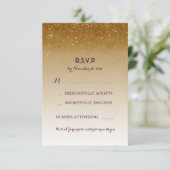 Gold Glitzer Glam White Wedding RSVP Cards Karte (Stehend Vorderseite)