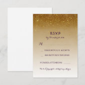 Gold Glitzer Glam White Wedding RSVP Cards Karte (Vorne/Hinten)