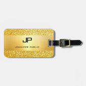 Gold Glitzer Glamour Modernes Mit Monogramm Templa Gepäckanhänger (Vorderseite horizontal)