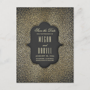 Gold Glitzer Glamour Vintag Save the Date Ankündigungspostkarte