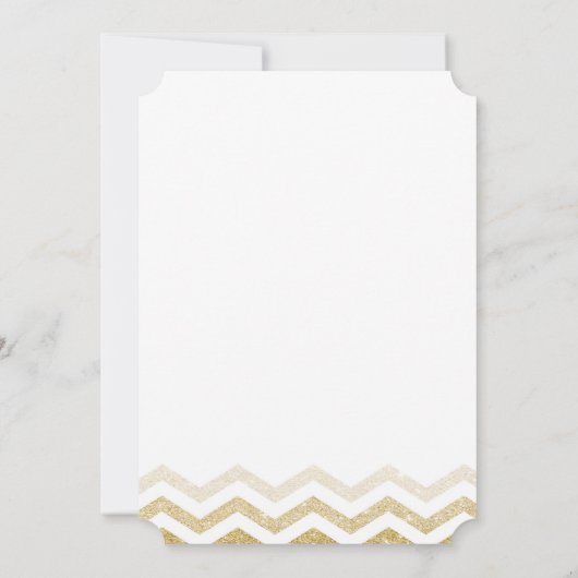Gold Glitzer Glamour Zickzack Hochzeitseinladung Einladung (Rückseite)