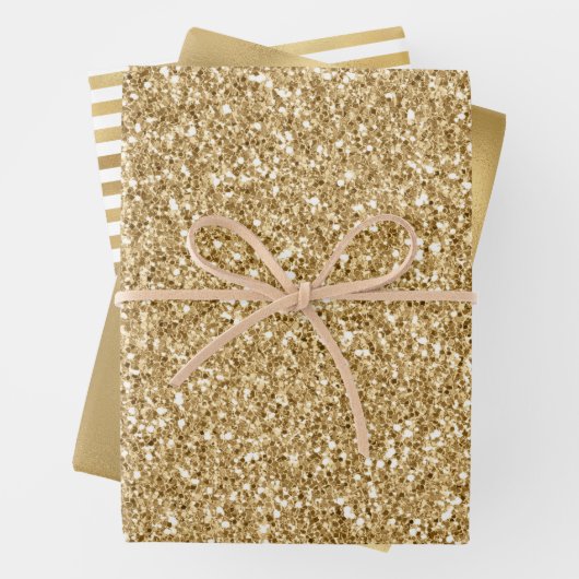Gold Glitzer Glitz         Geschenkpapier Set (Beispiel)