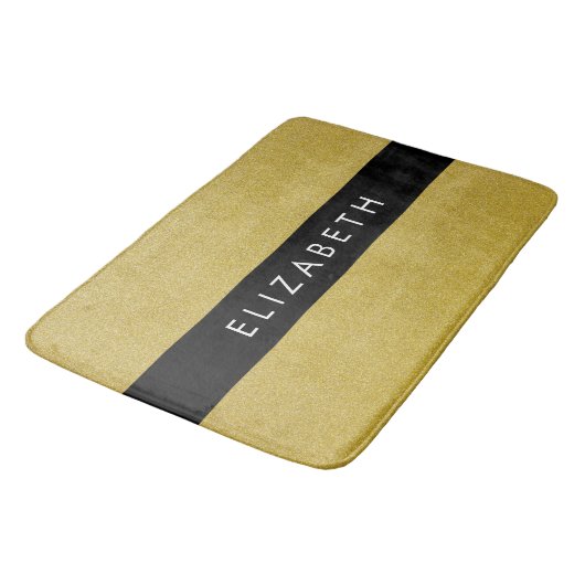 Gold Glitzer, Glitzer Hintergrund, Ihr Name Badematte (Schrägansicht)