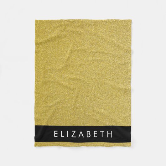 Gold Glitzer, Glitzer Hintergrund, Ihr Name Fleecedecke (Vorderseite)