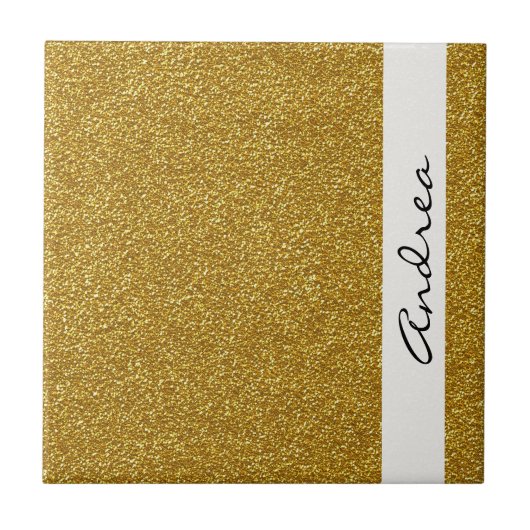 Gold Glitzer, Glitzer Hintergrund, Ihr Name Fliese (Vorderseite)