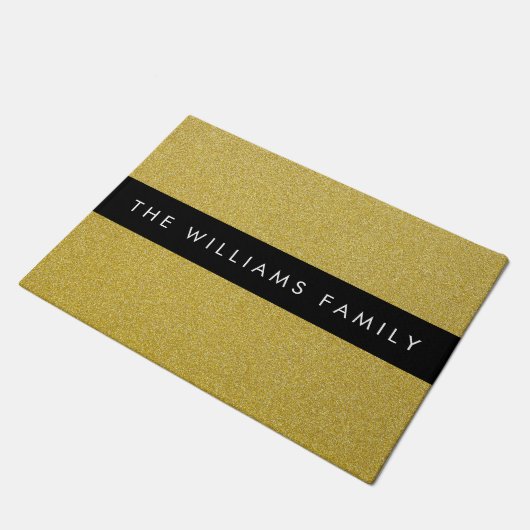 Gold Glitzer, Glitzer Hintergrund, Ihr Name Fußmatte (Schrägansicht)