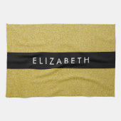 Gold Glitzer, Glitzer Hintergrund, Ihr Name Geschirrtuch (Horizontal)