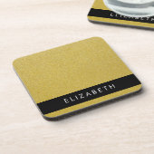 Gold Glitzer, Glitzer Hintergrund, Ihr Name Getränkeuntersetzer (Linke Seite)