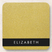 Gold Glitzer, Glitzer Hintergrund, Ihr Name Getränkeuntersetzer (Vorderseite)