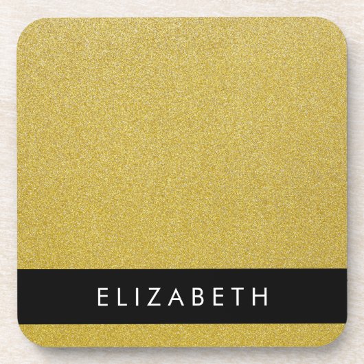 Gold Glitzer, Glitzer Hintergrund, Ihr Name Getränkeuntersetzer (Vorderseite)