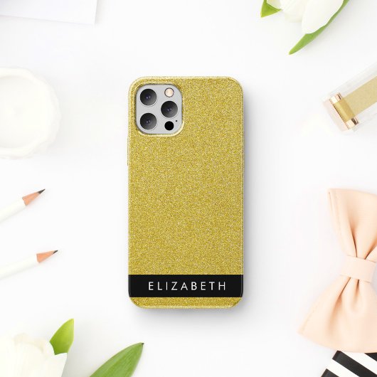 Gold Glitzer, Glitzer Hintergrund, Ihr Name iPhone 16 Hülle