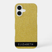 Gold Glitzer, Glitzer Hintergrund, Ihr Name iPhone 16 Hülle (Rückseite)