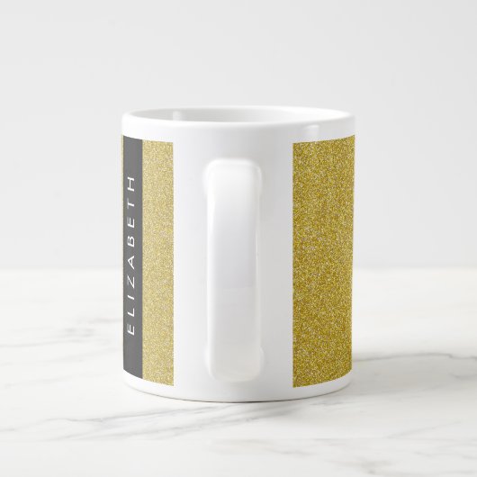 Gold Glitzer, Glitzer Hintergrund, Ihr Name Jumbo-Tasse (Rückseite)