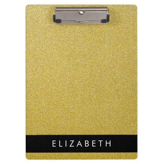 Gold Glitzer, Glitzer Hintergrund, Ihr Name Klemmbrett (Vorderseite)