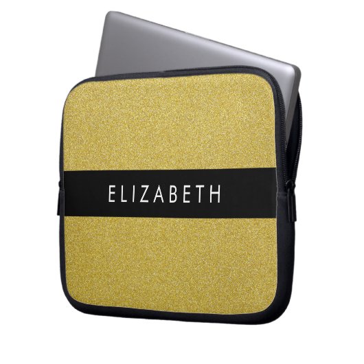 Gold Glitzer, Glitzer Hintergrund, Ihr Name Laptopschutzhülle (Vorderseite Links)