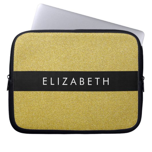 Gold Glitzer, Glitzer Hintergrund, Ihr Name Laptopschutzhülle (Vorderseite)