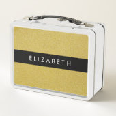 Gold Glitzer, Glitzer Hintergrund, Ihr Name Metall Brotdose (Rückseite)