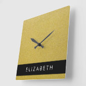 Gold Glitzer, Glitzer Hintergrund, Ihr Name Quadratische Wanduhr (Winkel)