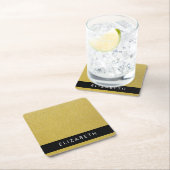 Gold Glitzer, Glitzer Hintergrund, Ihr Name Rechteckiger Pappuntersetzer (Vor Ort)