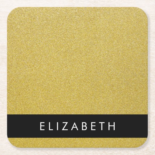 Gold Glitzer, Glitzer Hintergrund, Ihr Name Rechteckiger Pappuntersetzer (Vorderseite)