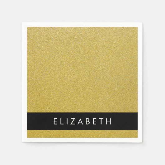 Gold Glitzer, Glitzer Hintergrund, Ihr Name Serviette (Vorderseite)