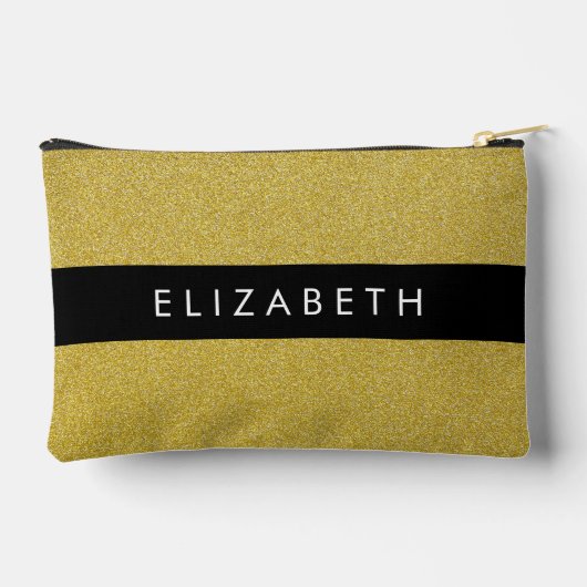 Gold Glitzer, Glitzer Hintergrund, Ihr Name Zubehörtasche (Rückseite)