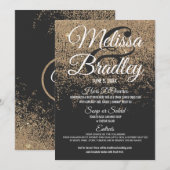 Gold Glitzer Glitzern Black Wedding Menu Menükarte (Vorne/Hinten)
