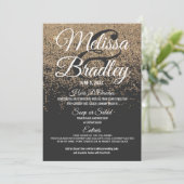 Gold Glitzer Glitzern Black Wedding Menu Menükarte (Stehend Vorderseite)