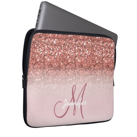 Gold-Glitzer-Glitzern der Personalisierten Rose Laptopschutzhülle (Vorne Rechts)