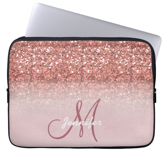 Gold-Glitzer-Glitzern der Personalisierten Rose Laptopschutzhülle (Vorderseite)