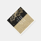 Gold Glitzer Glitzern Elegante Schwarze Kalligraph Serviette (Ecke)