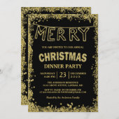 Gold Glitzer Glitzern Frohe Weihnachts-Dinner Part Einladung (Vorne/Hinten)