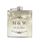 Gold Glitzer Glitzern Hochzeit Flachmann (Vorderseite)