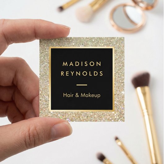 Gold Glitzer Glitzern Moderne Mode Quadratische Visitenkarte