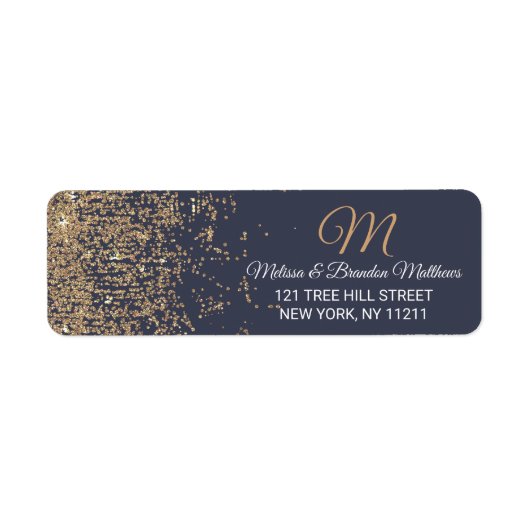 Gold Glitzer Glitzern Navy Blue Address (Vorne)